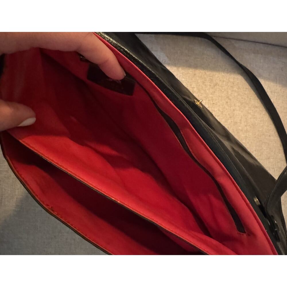 Vintage 50s Koret Black Leather Handbag Red Interior - Picture 7 of 8